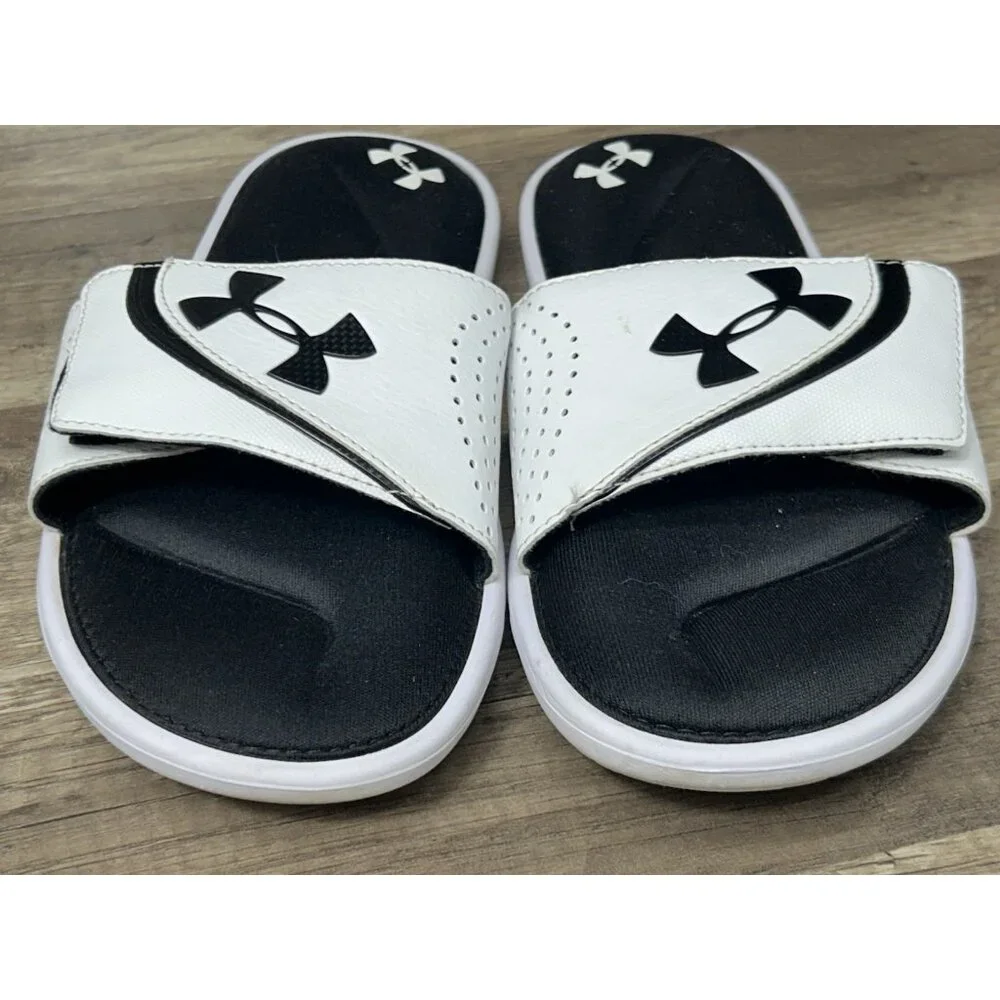 Under Armour UA Ignite VI Slide Sandal Color Black / White Size 8 M US Sporty